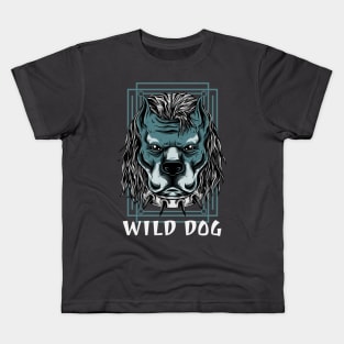 Wild Dog / Pit Bull Cartoon Design / For Pit Bull Lovers / Urban Streetwear Pit Bull Design / Gift For Dog Person Kids T-Shirt